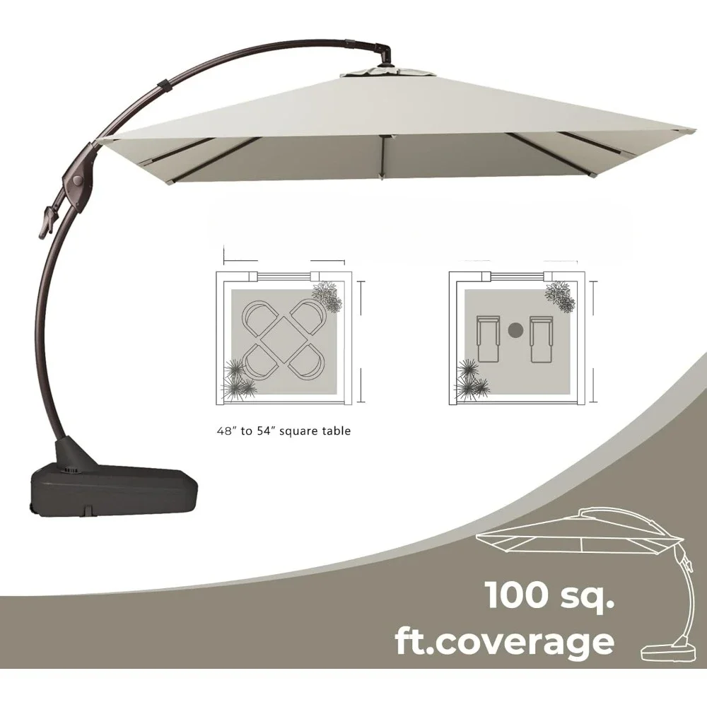 جديد 10X10 قدم مظلة أوفست مع قاعدة في الهواء الطلق مربع مظلة ناتئ الظل مع سهلة تعديل الميل الجرانيت #4