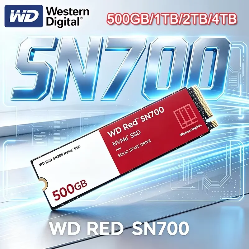 WD Red SN700 NVMe M.2 2280 SSD 4TB WesternDigital PCIe 3.0 Internal Solid State Drive 3200MB/s High Speed Disk For Laptop PC NAS