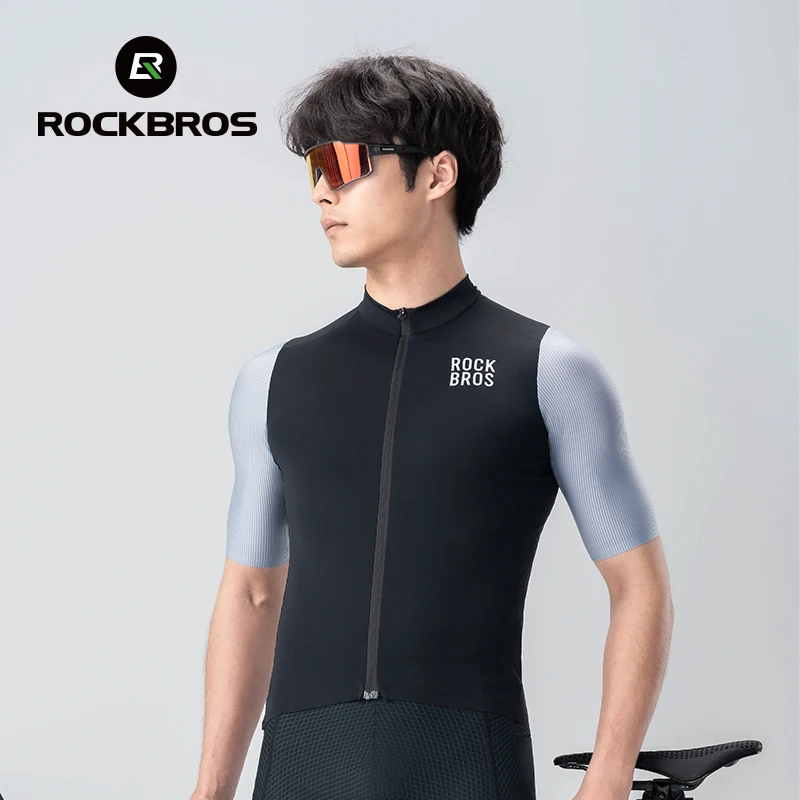 ROCKBROS Summer Cycling Jersey Short Sleeves Lightweight Breathable Quick Dry Tight Fit Maillot Men Cycling Clothing Top Dress