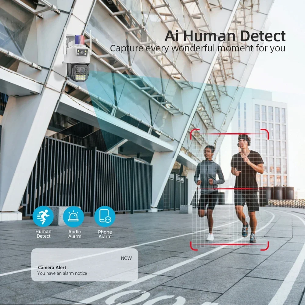 2MP Dual Lens Smart Home Wireless Camera Waterproof Alarm Auto Track Night Vision Security Protection 4G SIM IP Camera