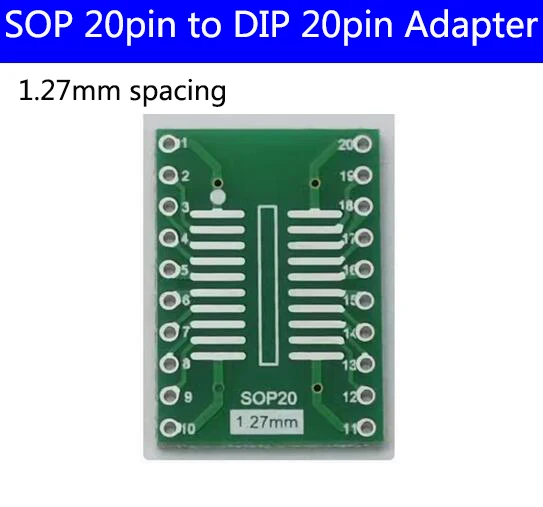 

SOP20pin to DIP SSOP20 Converter SOIC20 TSSOP20 SMT to straight 1.27mm spacing--10pcs/lot