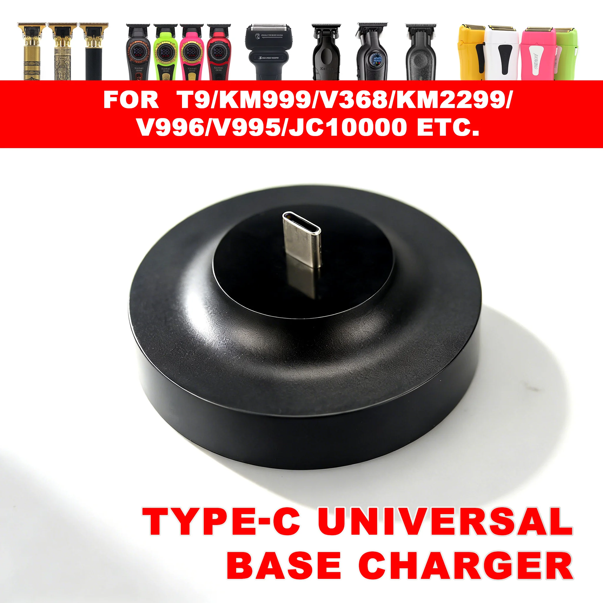 Universal Professional Electric Hair Clipper And Trimmer Type-c Charging Base Apply to T9 KM-999 2299 V-368 996 995 JC10000 ETC.