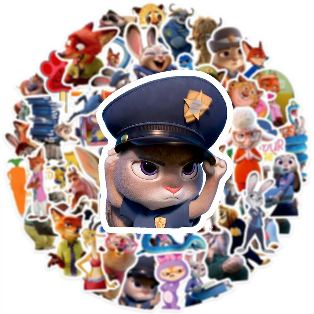 10/30/50 szt. Klasyczne naklejki z filmu Disneya Zootopia 2, urocze naklejki z królikiem Judy, lisem Nickiem, kreskówkowe naklejki DIY na bagaż, telefon, naklejki anime, zabawka