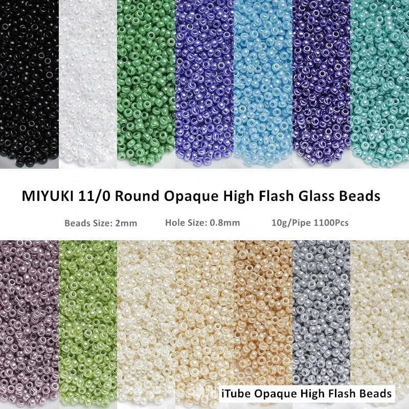 11/0 Miyuki Beads 2mm High Flash Opaque Round Spacer Glass Beads 1100pcs 28 Colors For Diy Women Garments Sewing Accessories