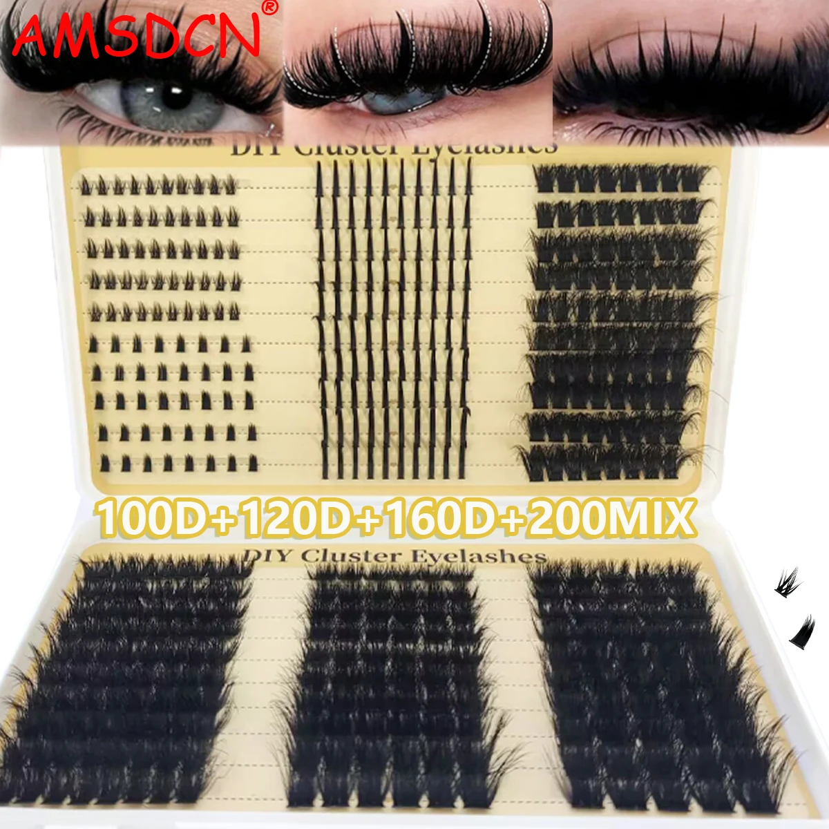 60D-200D Wimpern-Bundle mit unteren und oberen Wimpern, große Wimpernbuch-Kapazität, russische Wimpernverlängerung, Spikes Lash, natürlich weich