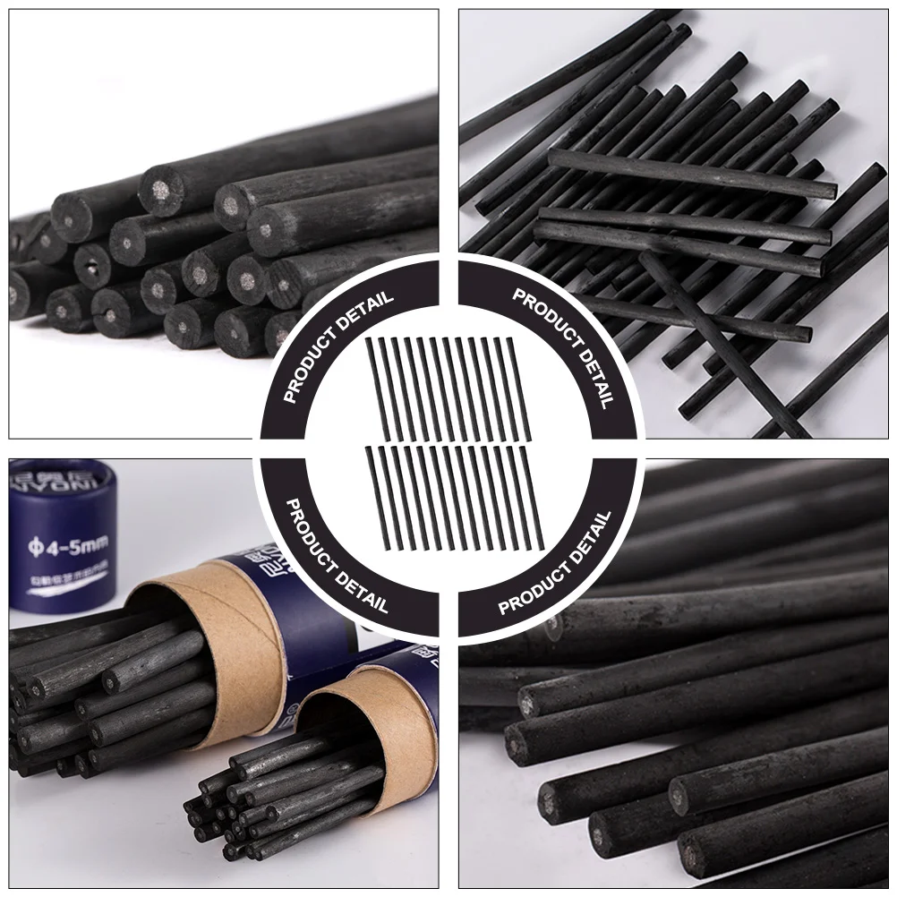 25 Pcs Sketch Carbon Strips Black Charcoal Sticks Drawing Bar Sketching Painting Tools Giant