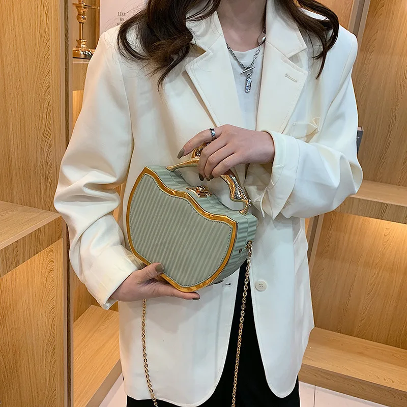 

Luxury Designer Stripe Printed Women's Handbag Fashion Chain Single Shoulder Crossbody Bag New Ladies Box Shape Messenger Bag