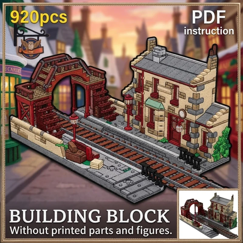 

For 76423 Railway Bridge Diorama Display Scene MOC Train Station Platform Expansion Kit Architecture Building Blocks Toy