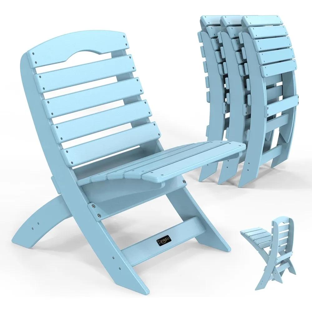 

Set of 4 Portable Folding Plastic Adirondack Chairs, All-Weather Outdoor Patio Fire Pit Seating