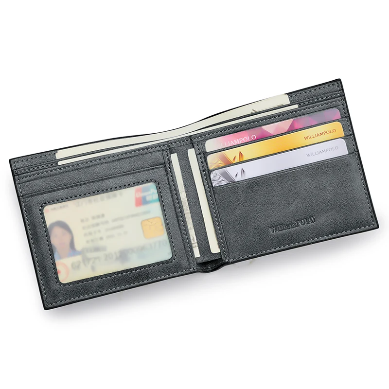 Men's Wallet Genuine Leather Vintage Card Holder Retro Bifold Credit Card Case Business Cowhide Purse Male Short Wallet
