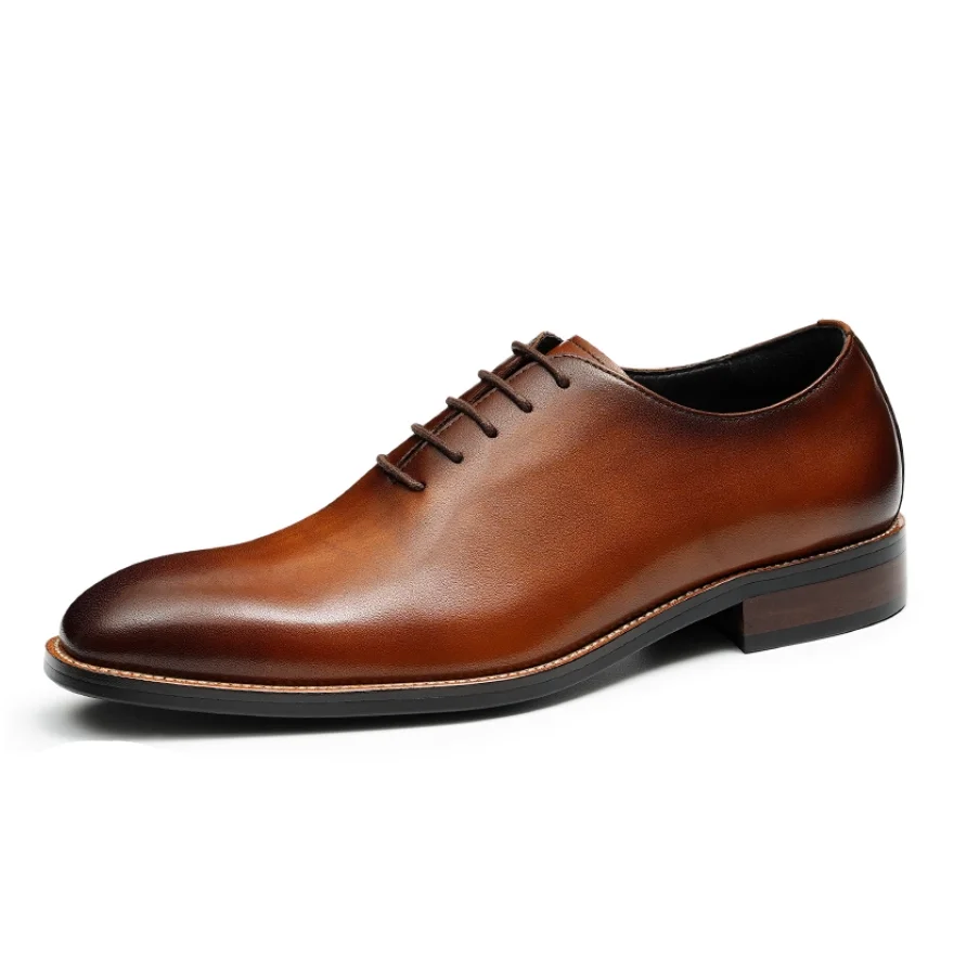 Men's English Business Dress Shoes Whole Leather Handmade Oxford Shoes for Commuting High-end Fashionable Groom Wedding Shoes