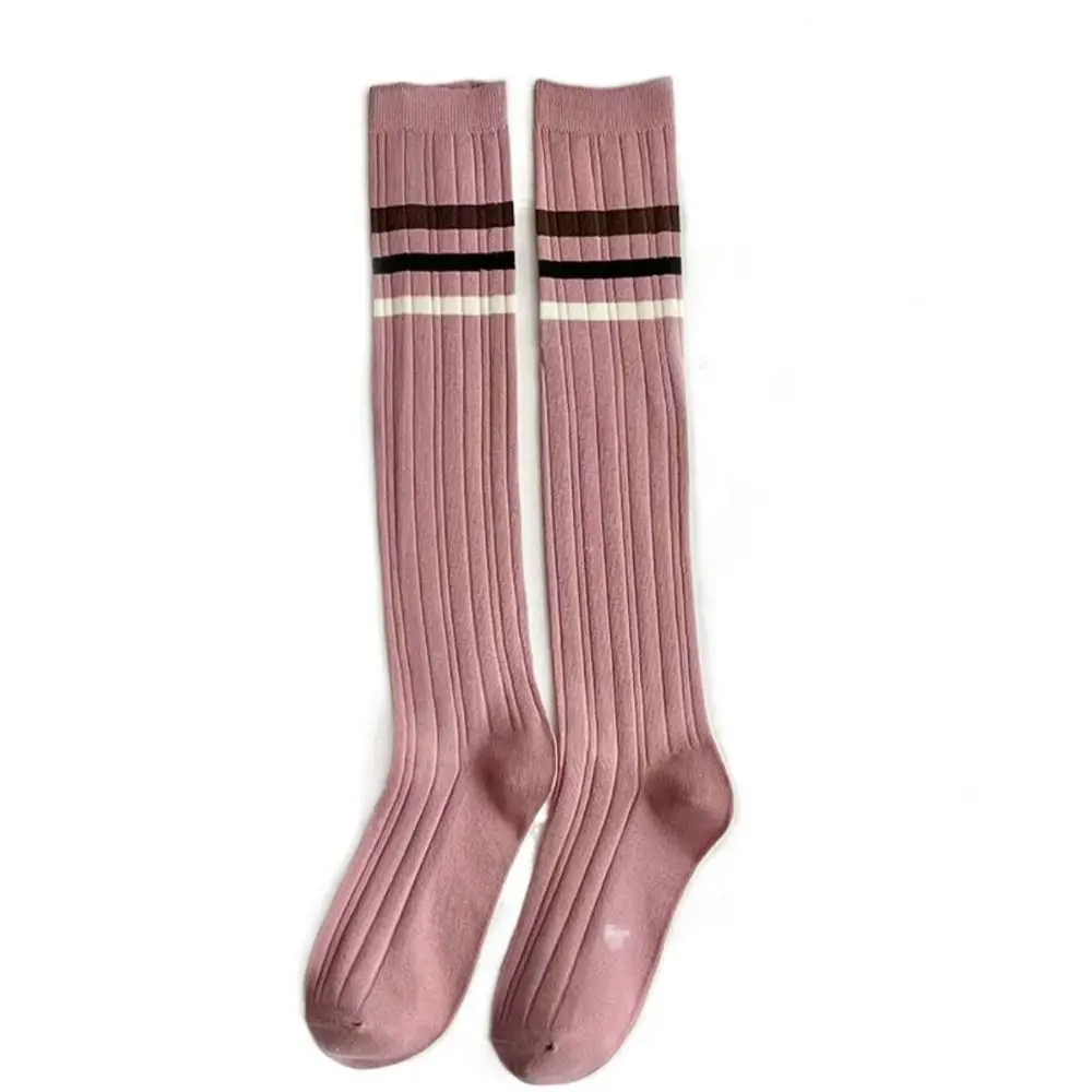 Breathable Stripe Stripe High Tube Socks About Knee High Elastic Long Tube Stockings Sports Rose Red Series Girl Golf Socks Club