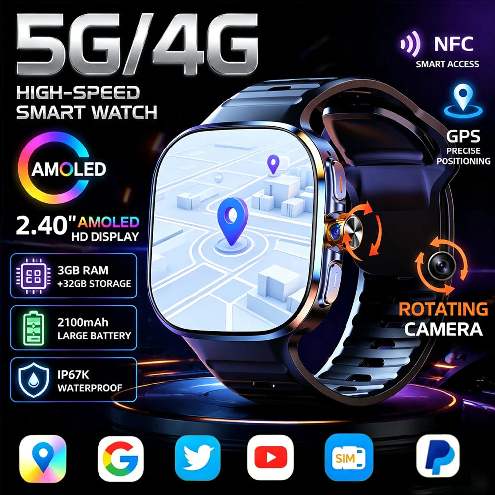 Original M99 Smart Watch AMOLED Camera WiFi NFC 256GB ROM 2100mAh Can Use SIM Card Clock Video Call Smart Watch Men Women 2026