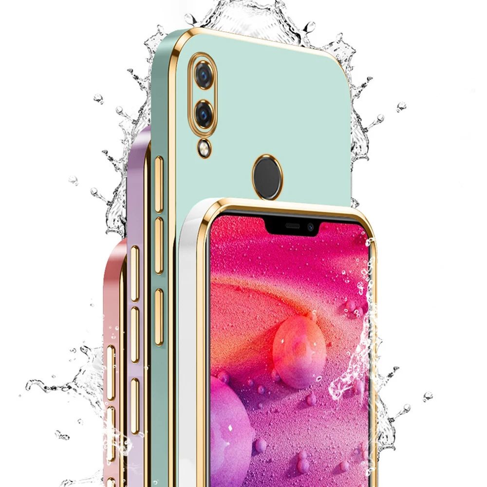 For Huawei Nova 3i Case Luxury Square Plating Huawei nova 3 Phone Case INE-LX1 INE-LX1 ShockProof Soft Silicone Back nova3 Cover