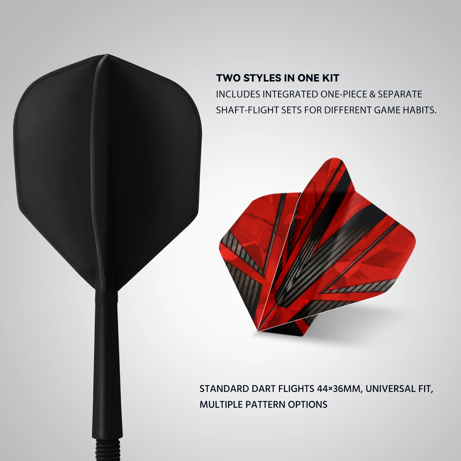Dart Accessories Set,6 Integrated Flights + 6 Sets of Dart Shafts and Flights,Universal 2BA Thread,Two Flight Options in One Set