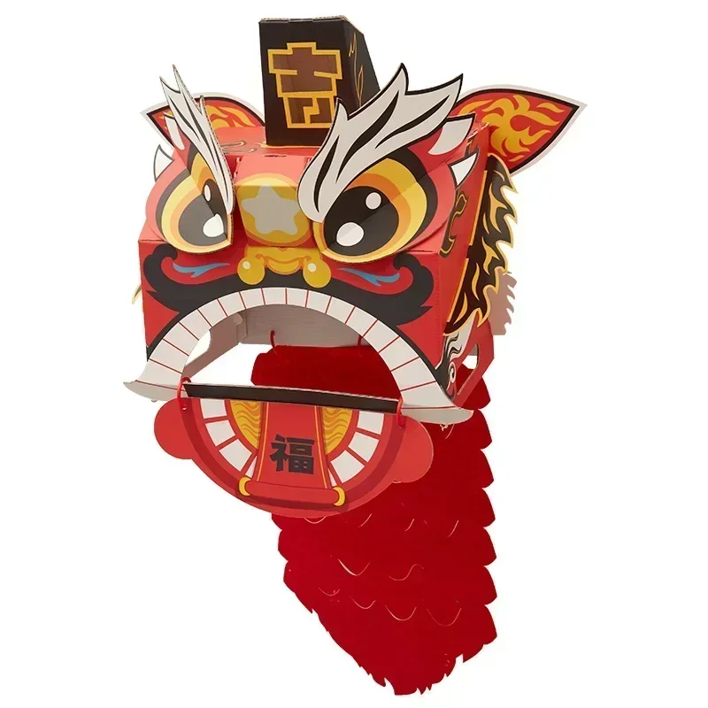 Diy Spring Festival Children\'s Lion Dance Material Package Dragon Traditional Handmade New Year\'s Day Gift Tiger Head Handmade