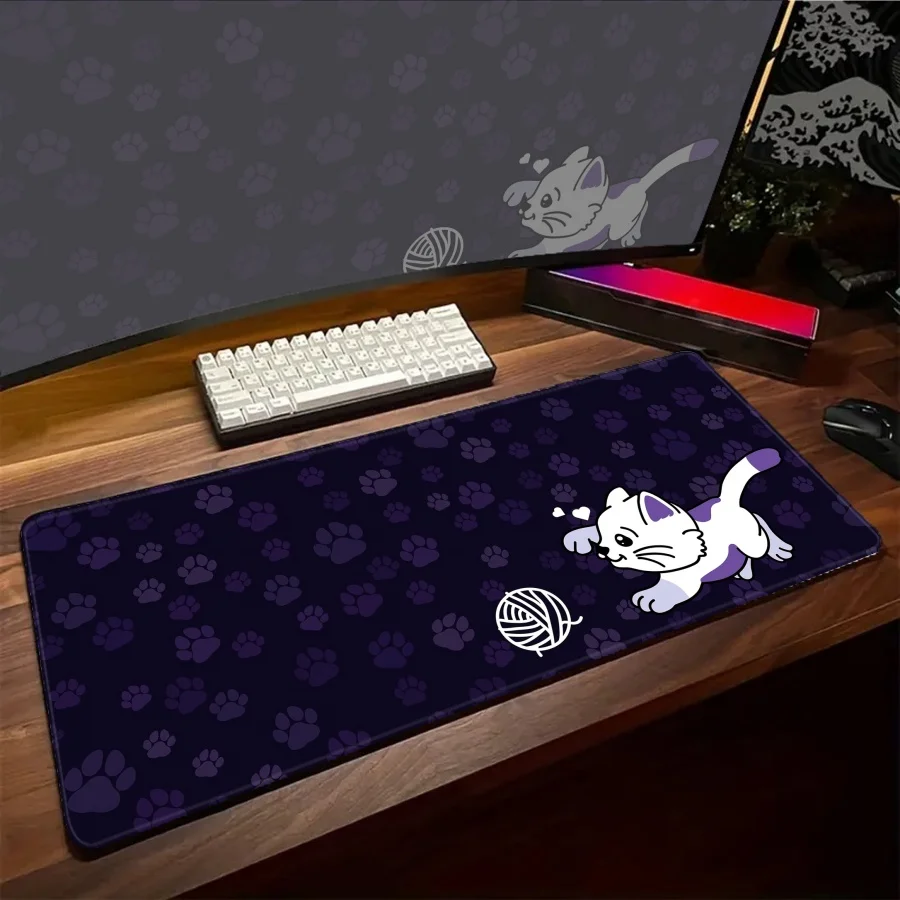 

Large Game Mousepad cute Cat Gamer Mouse Pad Animal Design XXL 900x400mm Gaming Speed Keyboard Pads Rubber Desk Mat