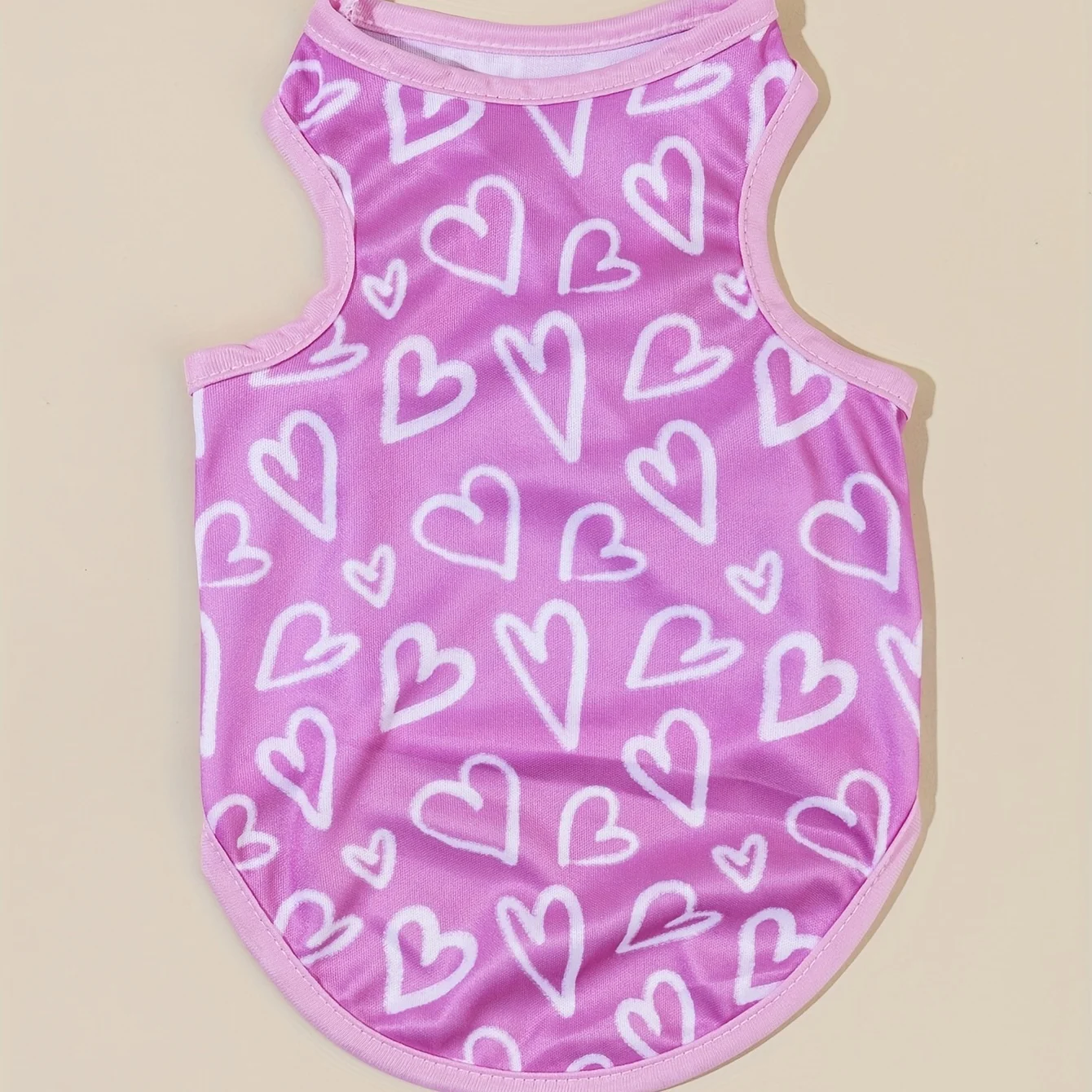 Pet clothes: dog and cat vest comfortable, breathable, elastic, not tight, full of pink hearts