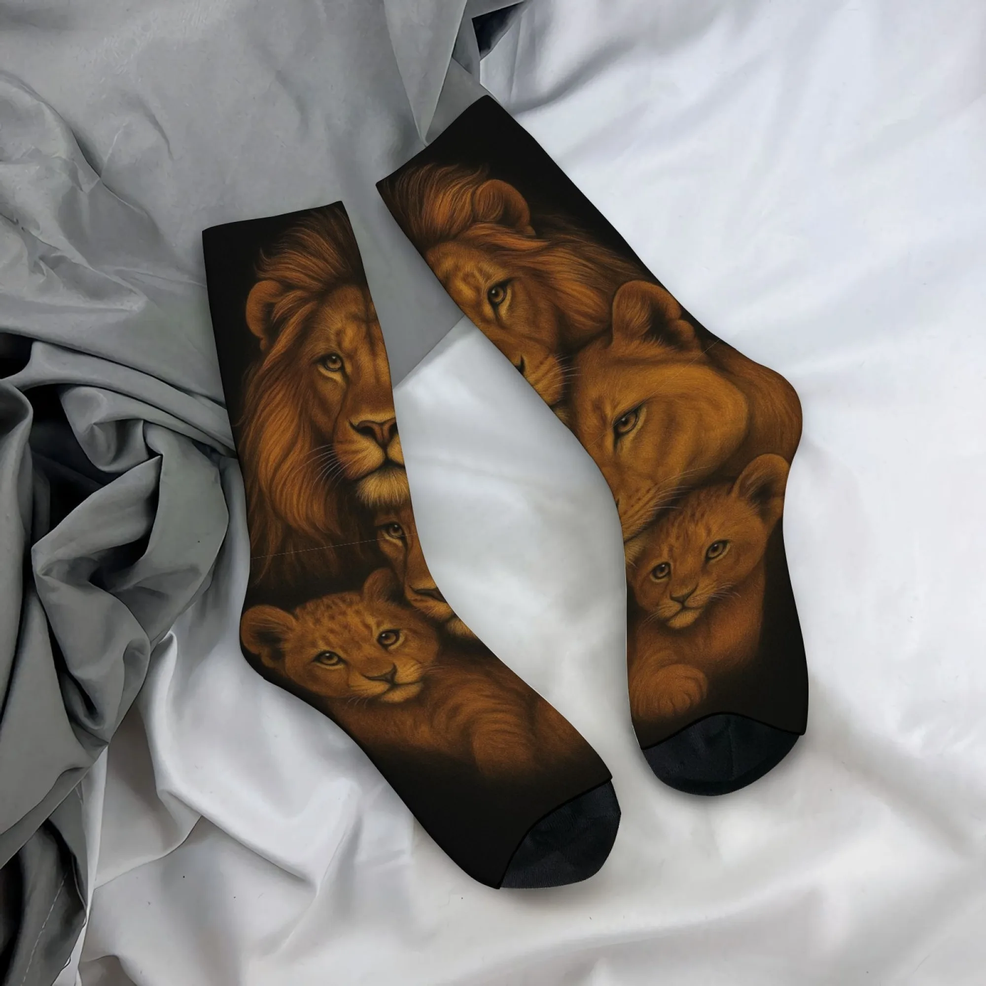

Harajuku Retro Lion Print Men's Socks - Novel Street Style Animal Style Casual Socks - Fun Party and Holiday Gifts