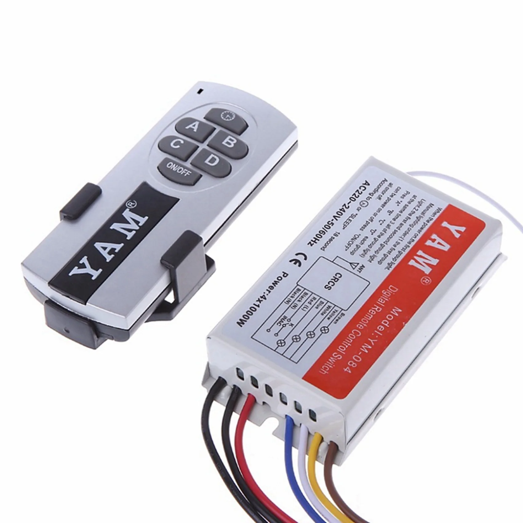 Yam 2X Digital Wireless Wall Switch Splitter Box + Remote Control 4 Port Way Light Lamp