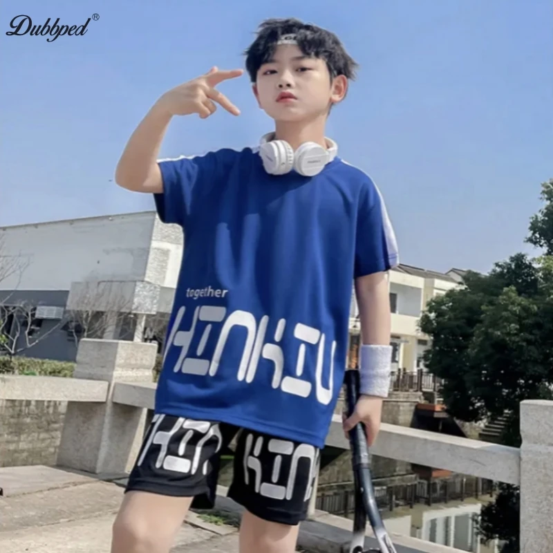 Dupbbped Kids Running Clothes Sets Boys Football Jersey Short Sleeve Children Sports Training Uniforms Soccer Jerseys Night run