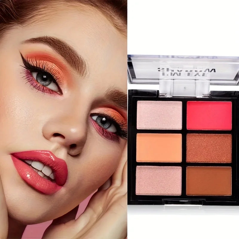 Vassoio per ombretti a 6 colori Ombretto in polvere opaca e glitter ad alto pigmento Kit per trucco impermeabile a lunga durata per occhi