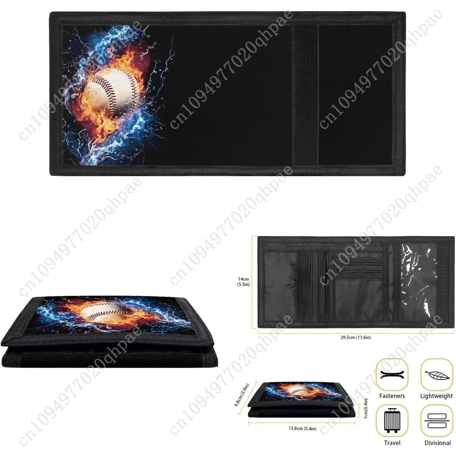 محفظة Rnyleeg ثلاثية الطي للمراهقين والأولاد والبنات محفظة بيسبول Fire Flash للأطفال خفيفة الوزن ومحفظة للعملات المعدنية للأطفال Birt