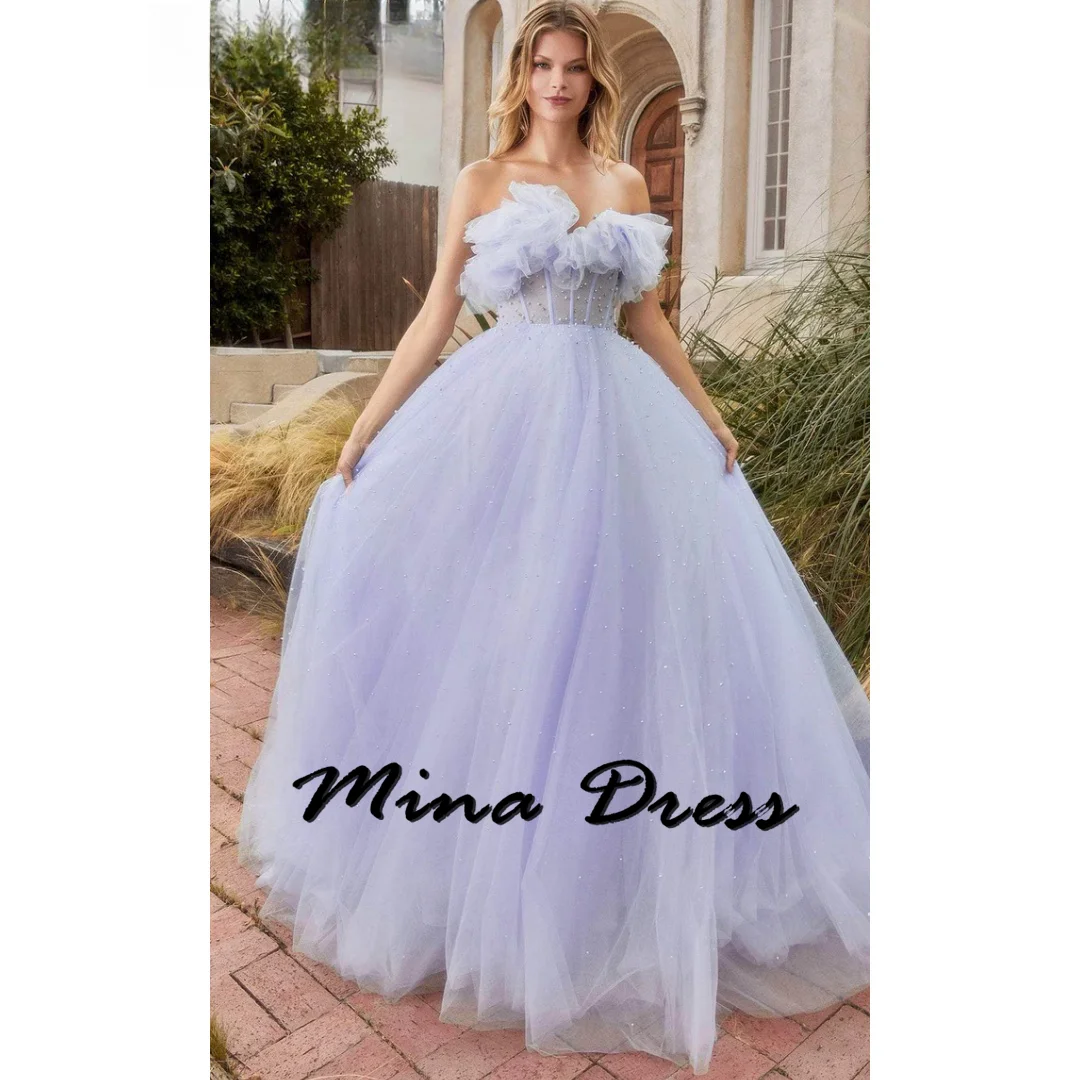 

Mina Customized Dropped Shoulders Evening Dresses 2024 Luxury Dress for Weddings Backless Sequins Flowers Woman Party Dress Prom