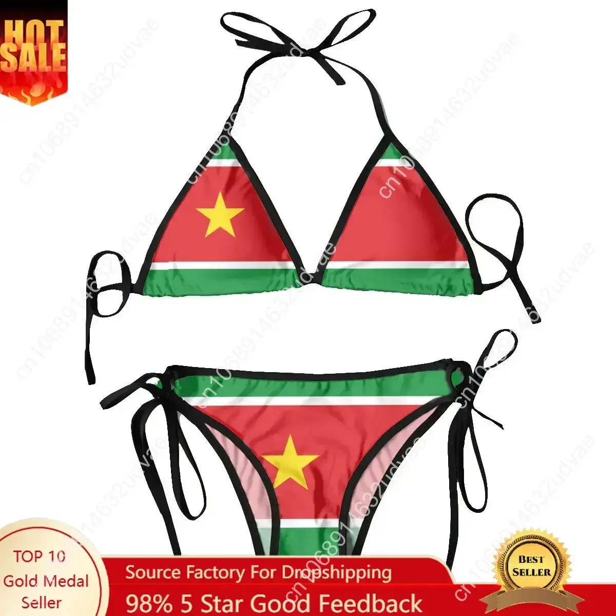 Womens Swimwear Two Piece Vacation Outfits 2024 Bikinis Sets Flag Of Guadeloupe