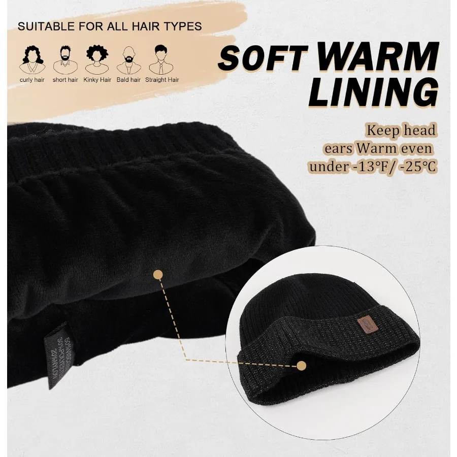 Wmcaps Gorro cálido para hombres y mujeres Gorro con forro polar Gorros cálidos de invierno Gorro con puños de punto de moda unisex