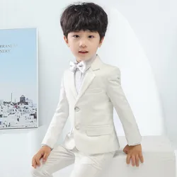 Ragazzi abito bianco per battesimo abito da cerimonia formale per bambini fiore ragazzi Blazer Pant 2 pezzi abito da smoking Costume abito da compleanno per bambini