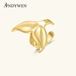 ANDYWEN 925 Sterling Silver 2023 Fish Tail Geometric Earcuff Earring Concave and Convex No Piercing Clips Cuff Women Jewelry