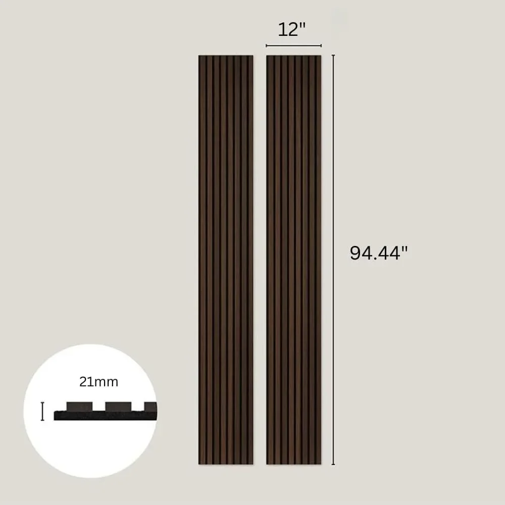 3d Houten Wandpanelen Akoestische Panelen Voor Binnenwanddecoratie Op Vilten Rugplank | Decoratieve Lamelsteenpanelen-8X1 Ft. X 2-Pakket