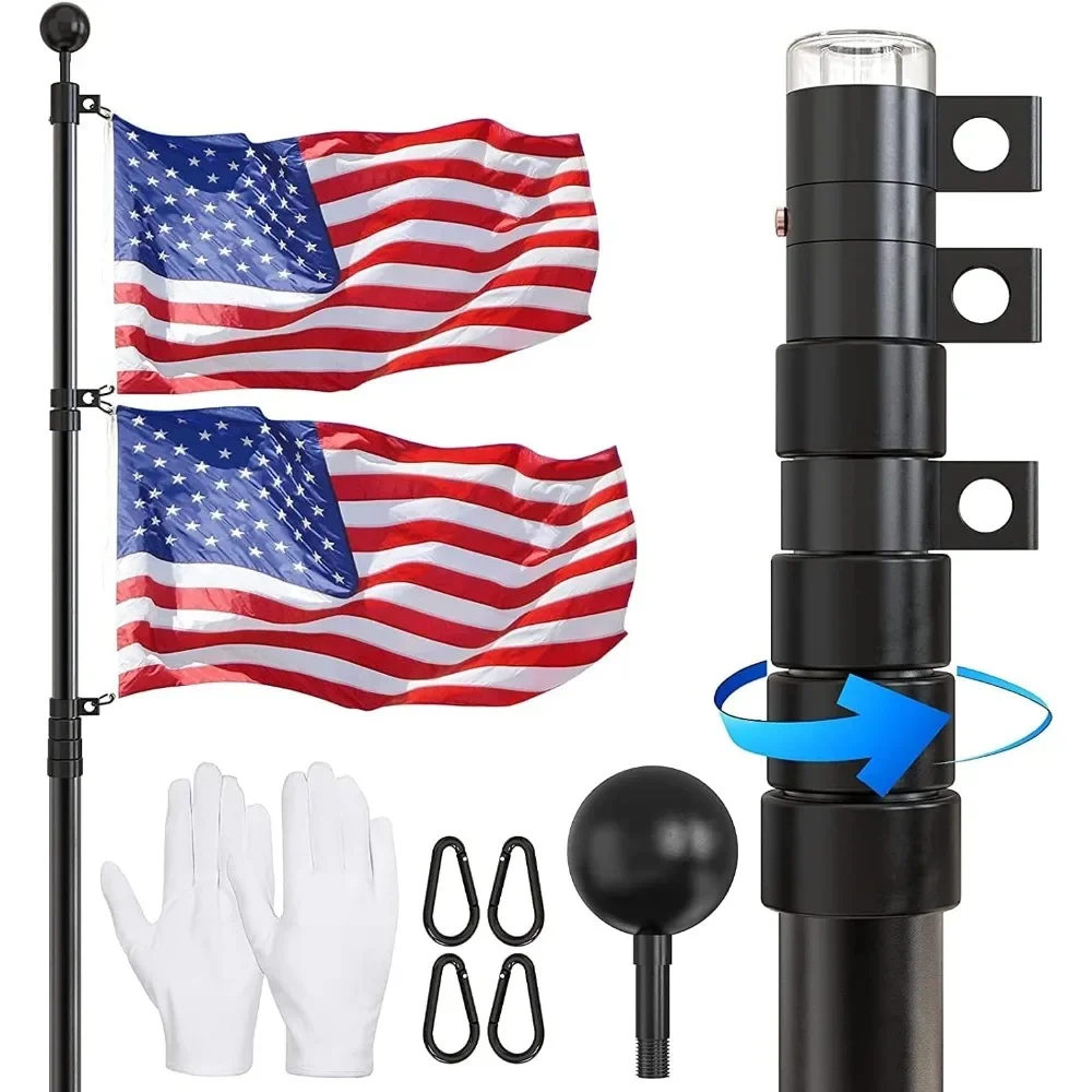 

Flag Pole - 25 FT Heavy Duty Telescopic Flagpole Kit for Yard -Extra Thick Outdoor Telescoping Flag Poles with 3x5 American Flag