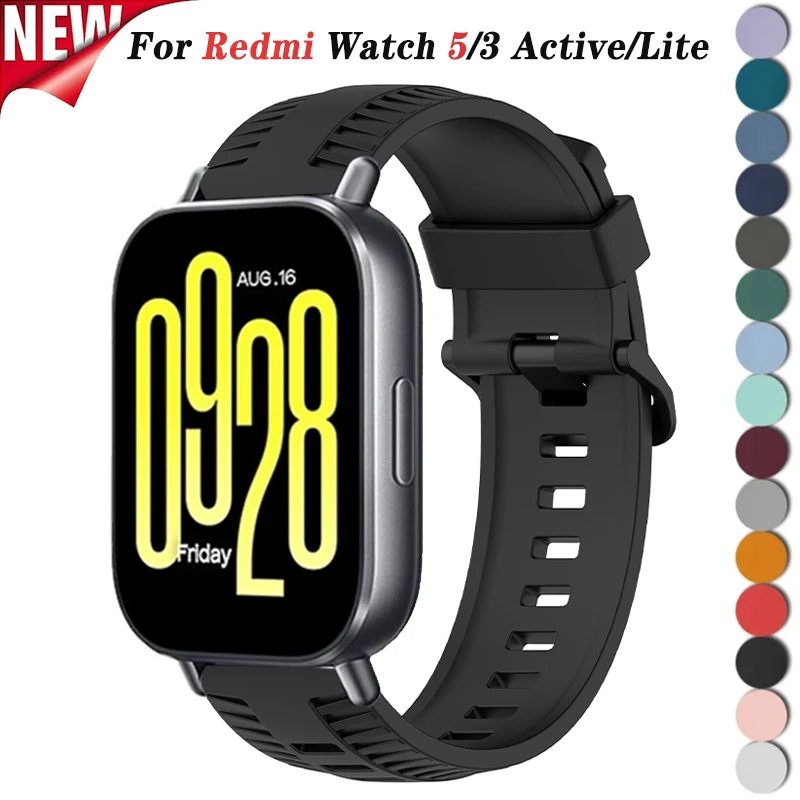 ซิลิโคน 22 มม.สําหรับ Xiaomi Redmi Watch 5 3 Active Band สายรัดข้อมือกีฬาสําหรับ Redmi Watch 3 Lite สร้อยข้อมืออุปกรณ์เสริม