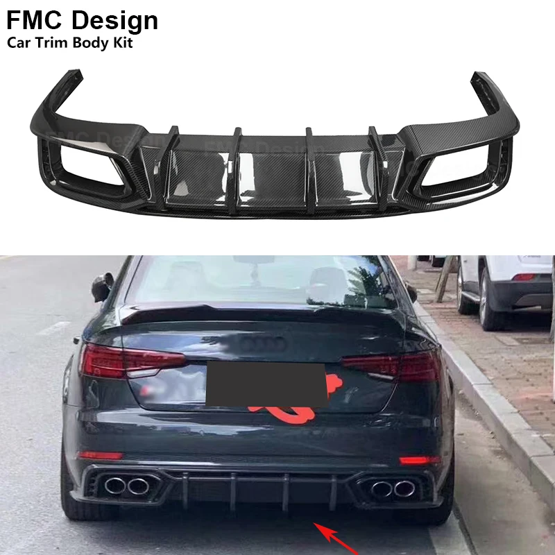 For Audi A4 S4 B10 2019+ Car Rear Bumper Lip Diffuser Spoiler Parts Dry Carbon Fiber Upgrade Body kit Car Accessories