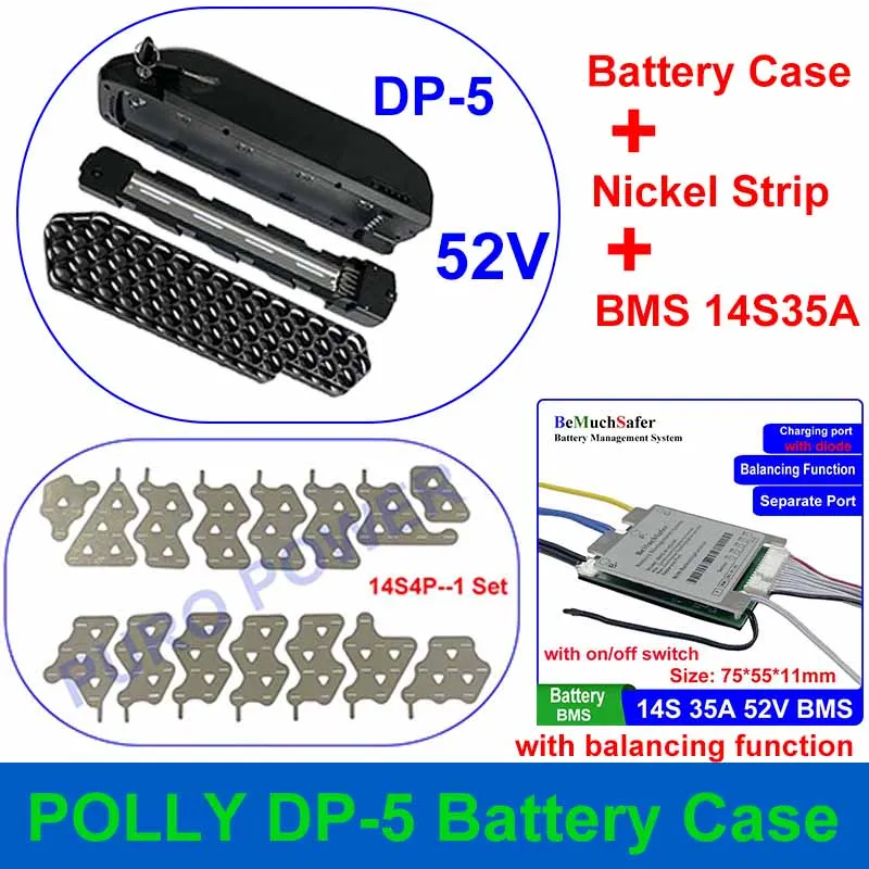 DP-5 obudowa baterii zestaw DP5 Box Fit 56 sztuk 18650 komórek 10S5P 13S4P 14S 4P taśmy z niklu 10S 13S 14S 35A BMS dla DIY DP 5 EBike baterii