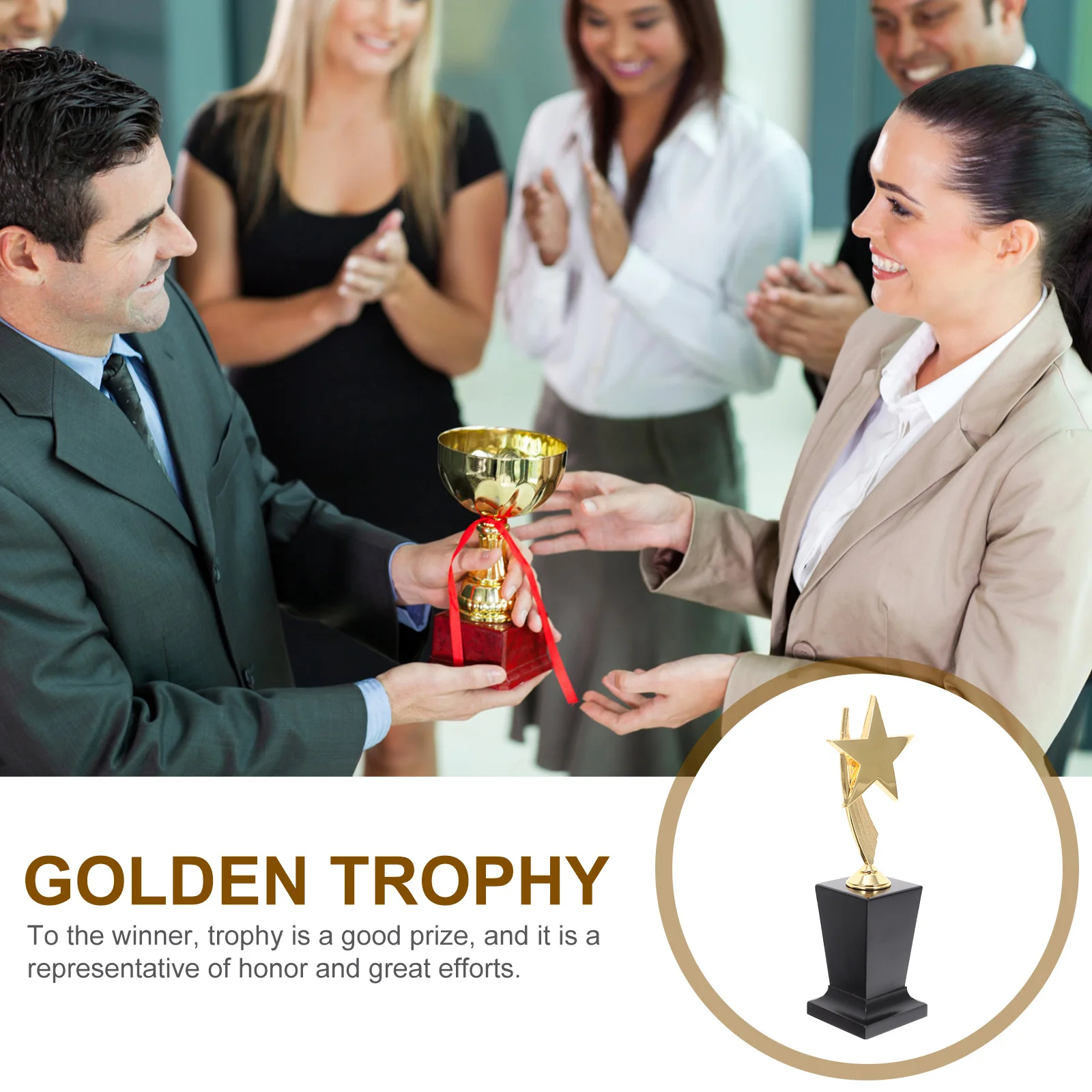 

1Pcs Golden Trophy Resin Star Award Prize for Sports Competitions Party Favors Classroom Rewards Golden Award Trophy