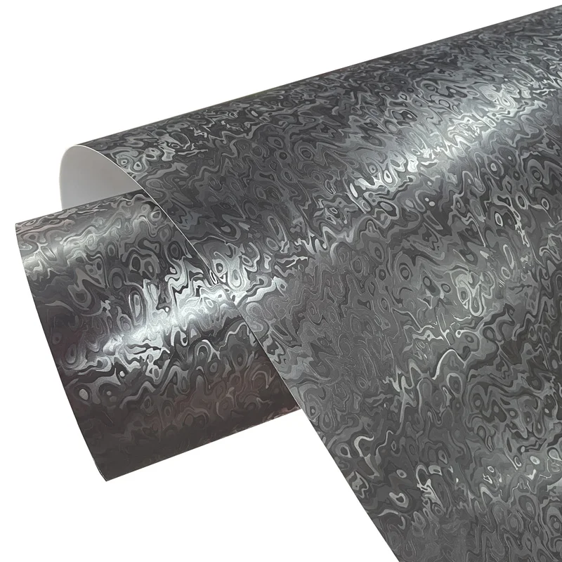 Premium PET 3D Cosmic Ghost Strukturierter Satin Grau Geschmiedeter Carbon Vinyl Wrap Film DIY Selbstklebender Aufkleber Automotive Car Wrapping
