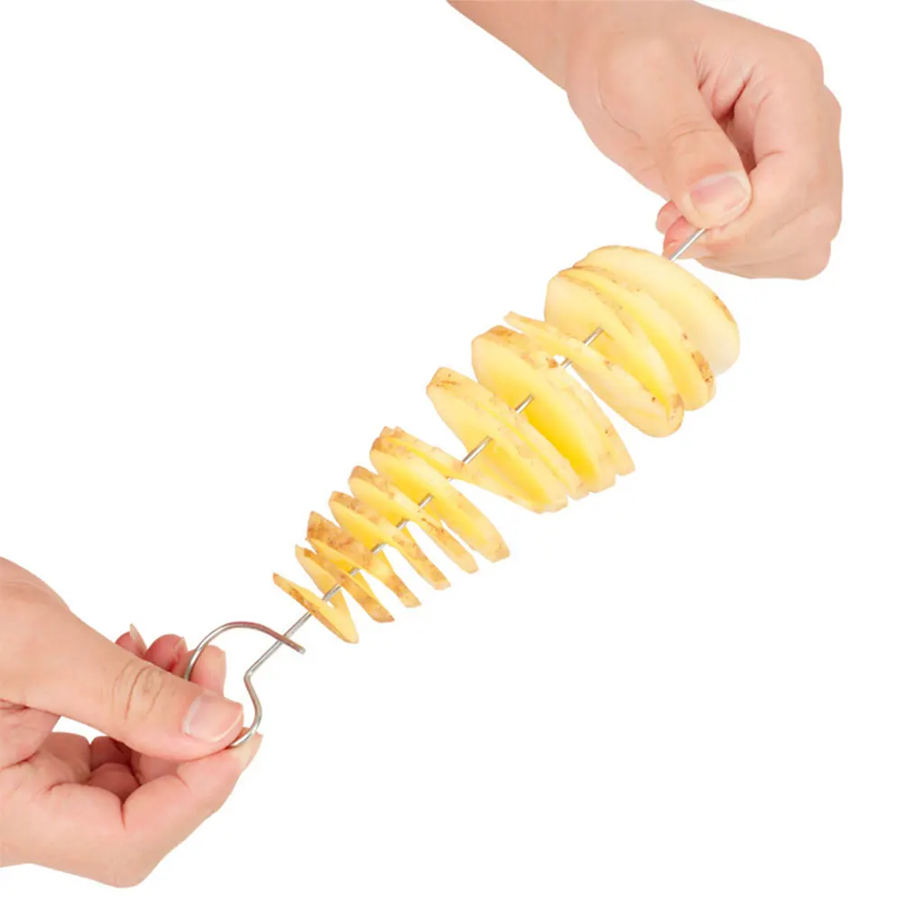 1Set Stainless Steel Plastic Rotate Potato Slicer Twisted Potato Spiral Slice Cutter Creative Vegetable Tool Kitchen Gadgets