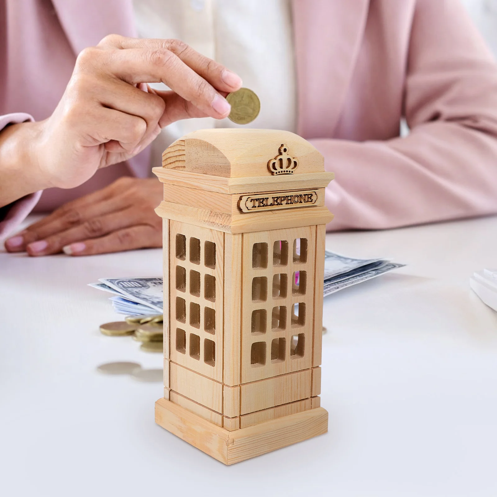 لطيف كشك الهاتف على شكل وعاء المال دهان داي الحرف غرفة الاطفال الديكور ملحق توفير البنك #3