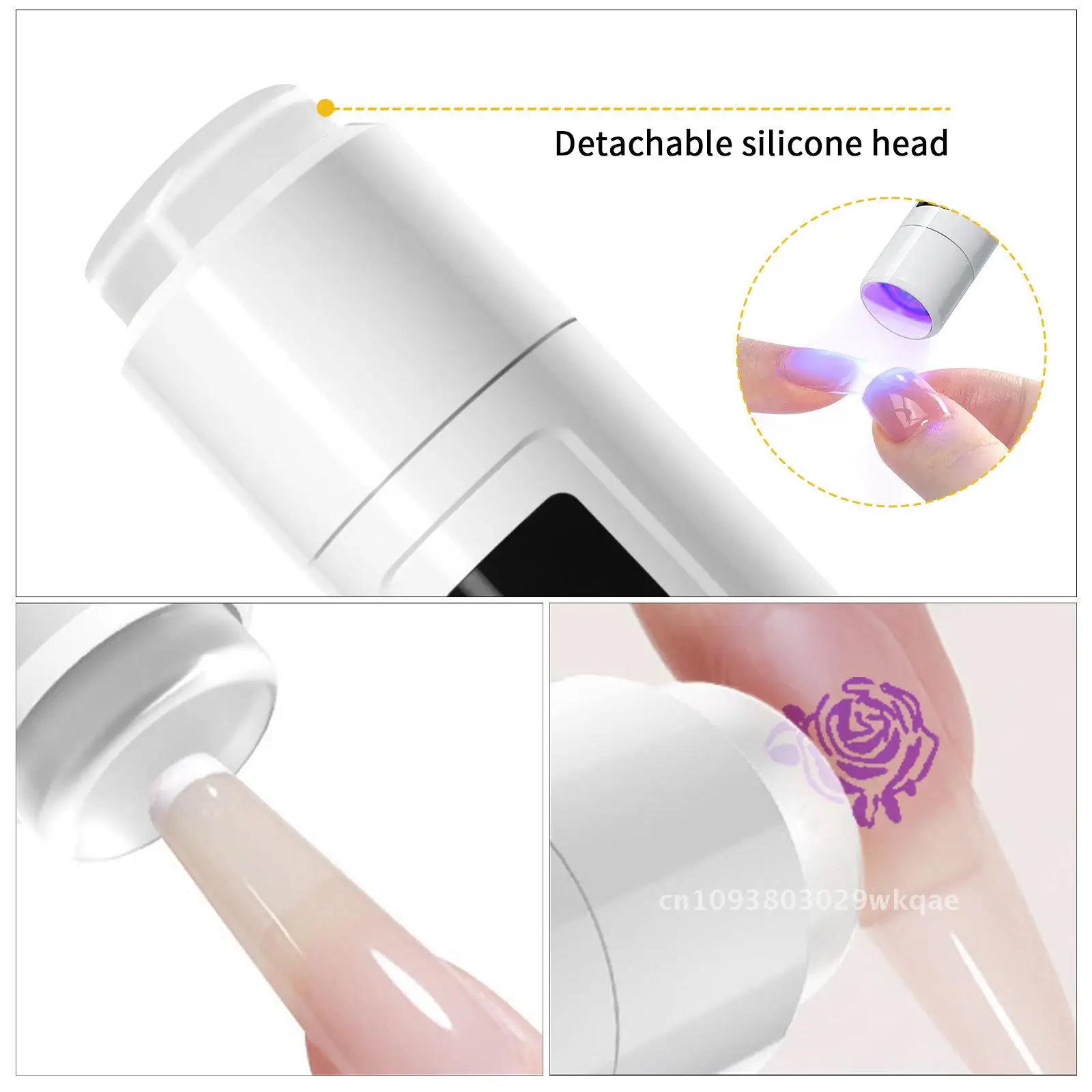Portable Handheld Nail Art Light Stand 360-Degree Rotating Bracket Silicone Rechargeable Wear Nail Roast Lamp for Beauty Salon