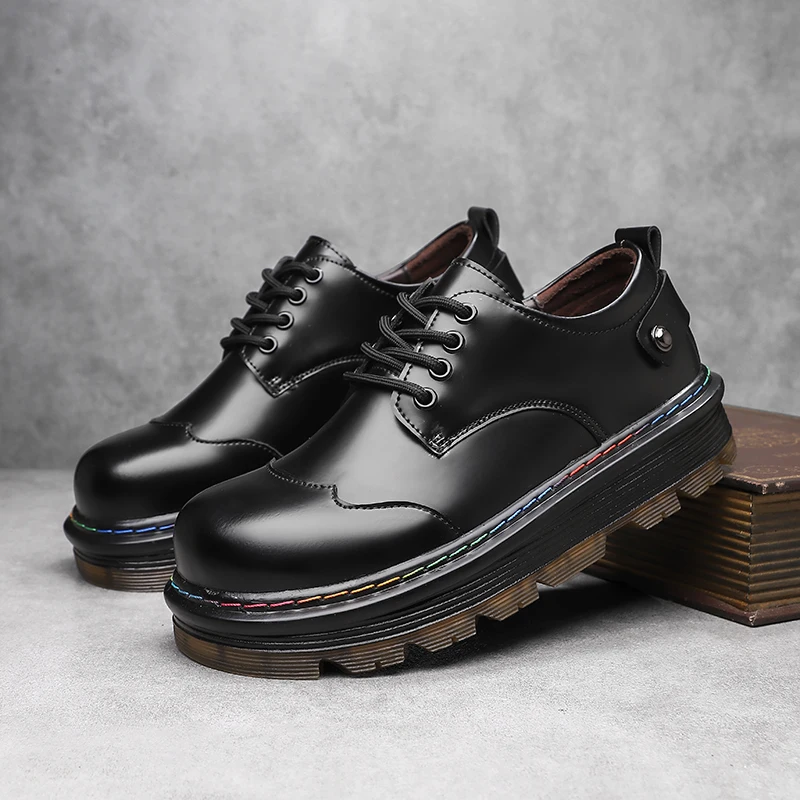 

2025 Model Leather Shoes Men Oxford Shoes Non-slip Outdoor Casual Thick Bottom Male Sneakers All-match Footwear Tenis Masculino