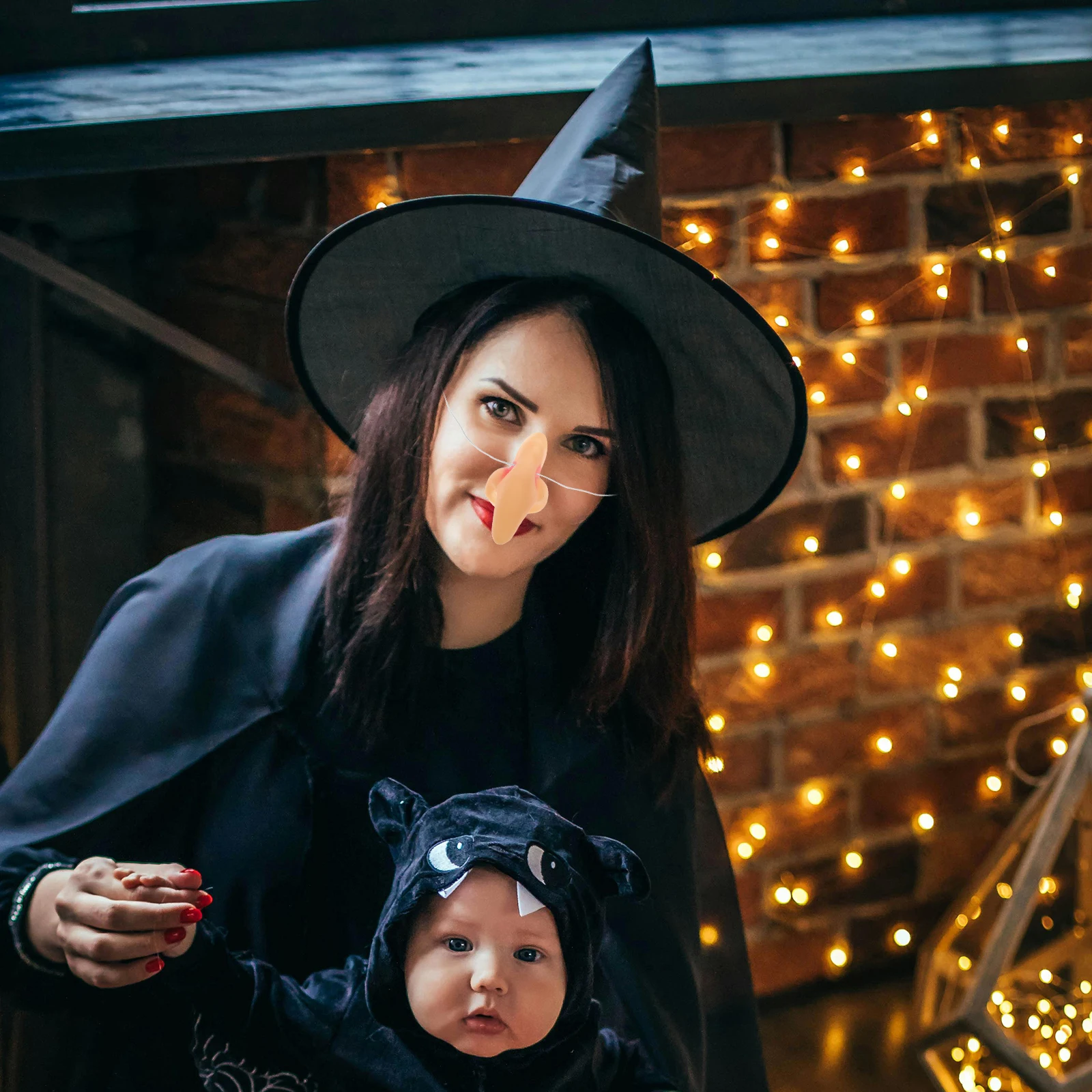 

6 Pcs Witch's Nose Props Halloween Party Supplies Novelty Wizard Realistic Fake Accessories Broom Funny