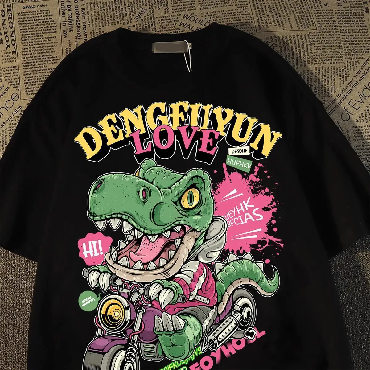 

Retro Couple Short-sleeved T-shirt Male Dinosaur Short-sleeved T-shirt Female Male Summer Fashion Student High Street Top