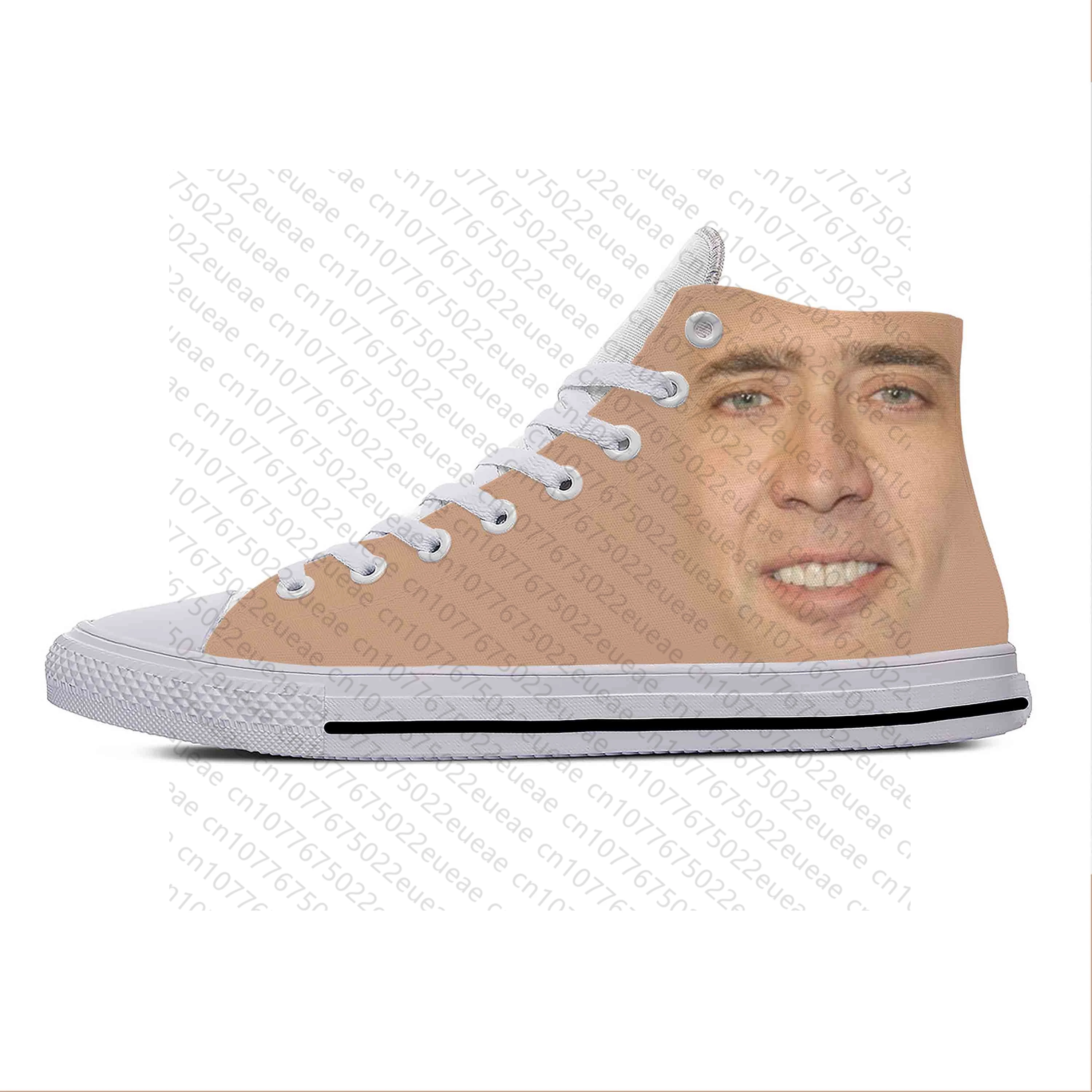 Anime Cartoon Manga Comic Nicolas Cage Pattern Casual Cloth Shoes High Top Lightweight Breathable 3D Print Men Women Sneakers