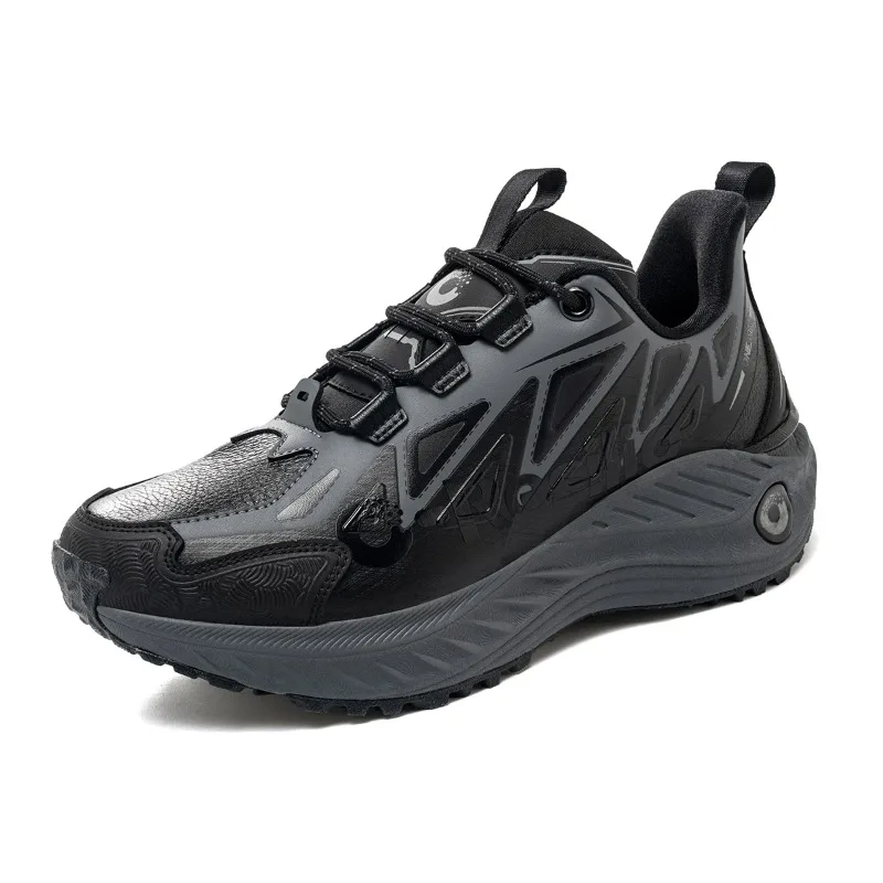 ONEMIX Men Trail Running Shoes Wearable Anti-Slip Leather Sneakers Support Stable Off Road Sports Shoes Outdoor Walking Sneakers view 2