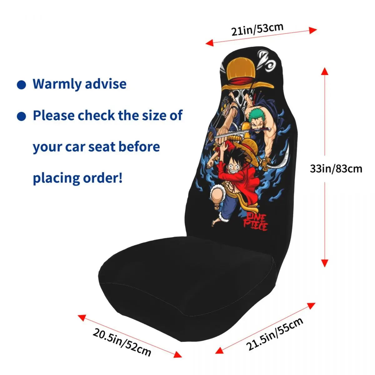 One Piece Anime Manga Universal Car Seat Cover Four Seasons For SUV Luffy Zoro Front Rear Flocking Cloth Cushion Car Styling view 5