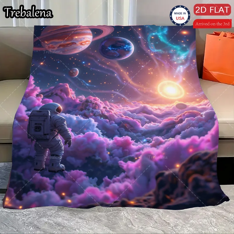 Manta de franela suave y ligera para todas las estaciones, manta de astronauta explorador espacial para decoración de habitación de bebés y niños