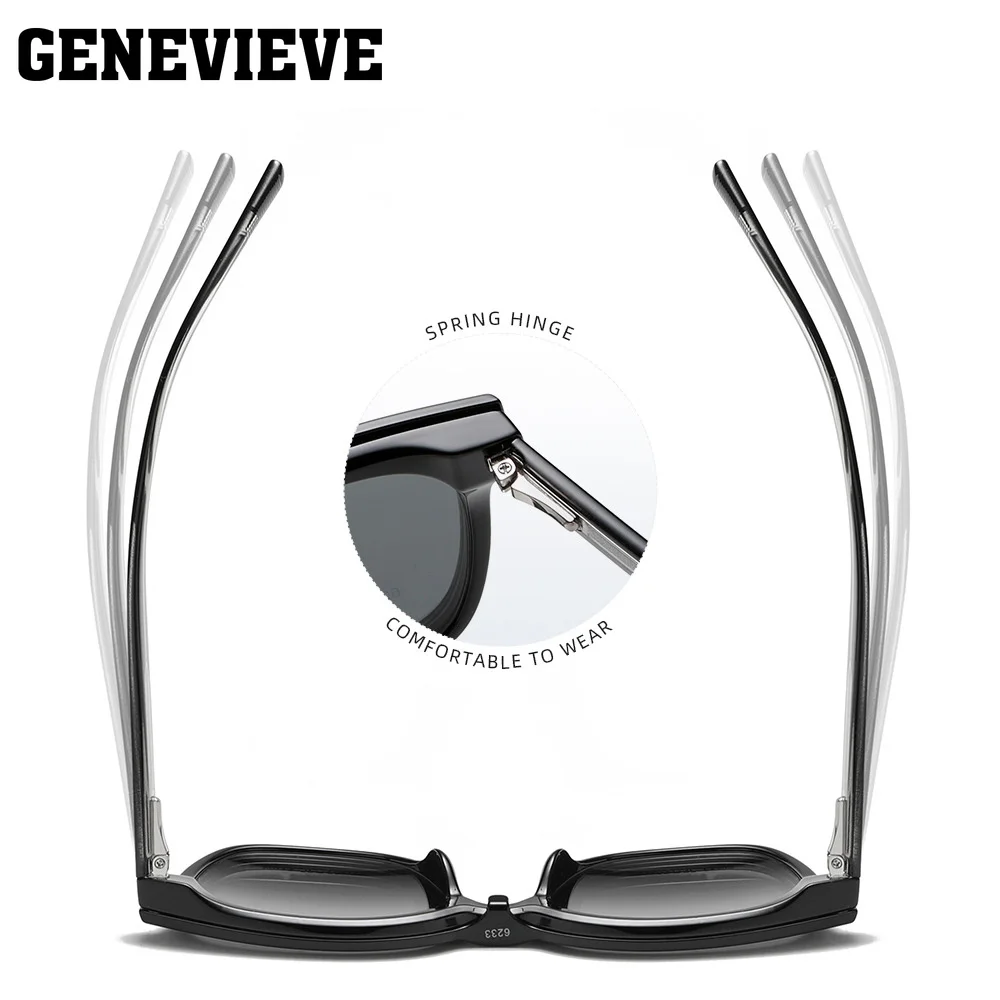 GENEVIEVE New Square 3-in-1 Magnetic Clip-On Glasses Polarized Sunglasses Blue Light Blocking Glasses Customizable Prescription